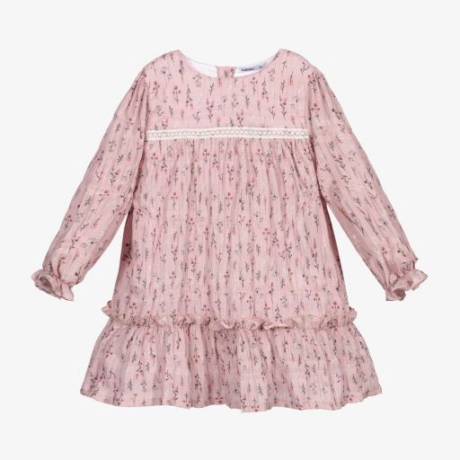 Babidu-Girls Pink Floral Dress | Childrensalon Outlet