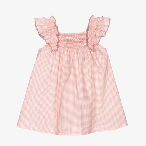 Babidu-Girls Pink Gingham Dress  | Childrensalon Outlet