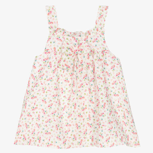 Babidu-Girls Pink & Green Floral Print Dress | Childrensalon Outlet