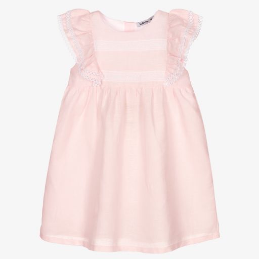 Babidu-Girls Pink Lace Trim Dress  | Childrensalon Outlet
