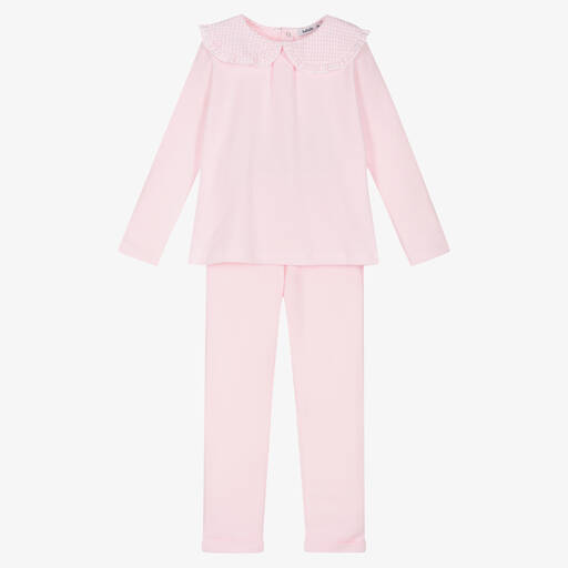 Babidu-Girls Pink Ribbed Trouser Set | Childrensalon Outlet