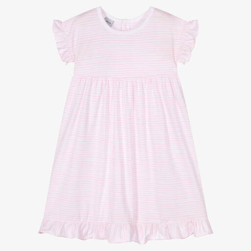 Babidu-Girls Pink Stripe Cotton Dress | Childrensalon Outlet