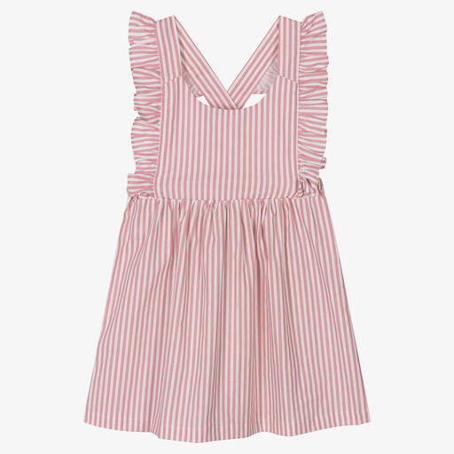Babidu-Girls Pink Striped Dress | Childrensalon Outlet