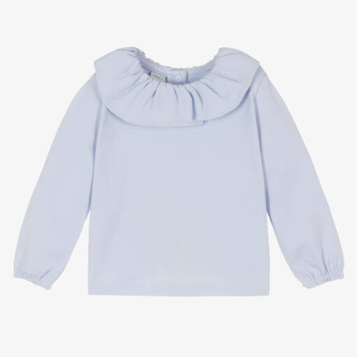 Babidu-بلوزة زرقاء للبنات بياقة مكشكشة | Childrensalon Outlet