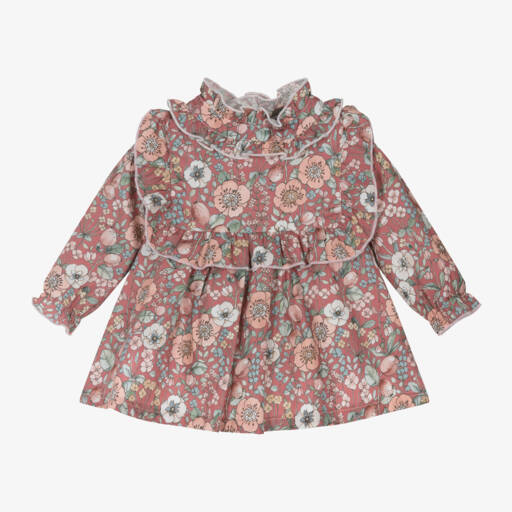 Babidu-Girls Vintage Pink Twill Dress | Childrensalon Outlet