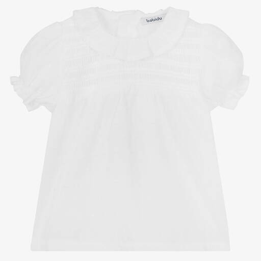 Babidu-Girls White Cotton Blouse | Childrensalon Outlet