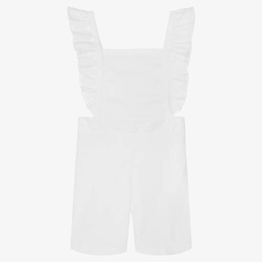 Babidu-Girls White Cotton Playsuit | Childrensalon Outlet