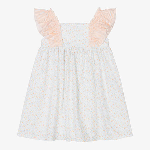 Babidu-Girls White Floral Cotton Dress | Childrensalon Outlet