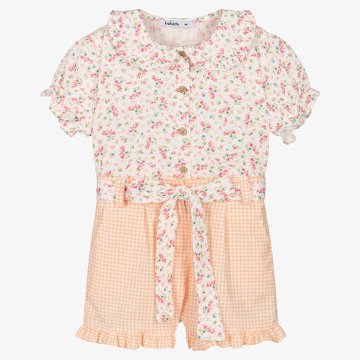 Babidu-Geblümtes Shorts-Set in Weiß/Orange | Childrensalon Outlet