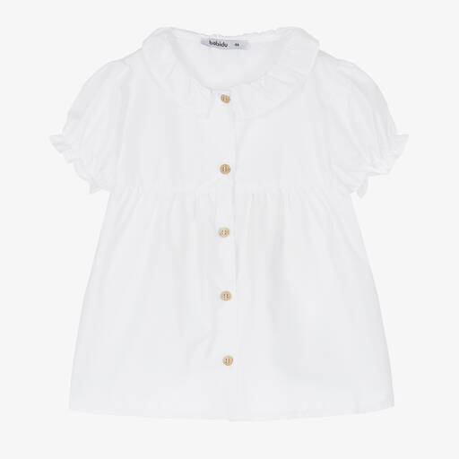 Babidu-Girls White Polycotton Blouse | Childrensalon Outlet