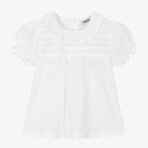 Babidu-Girls White Ruffle Blouse | Childrensalon Outlet