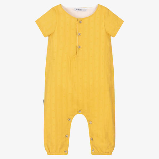 Babidu-Girls Yellow Cotton Babysuit | Childrensalon Outlet