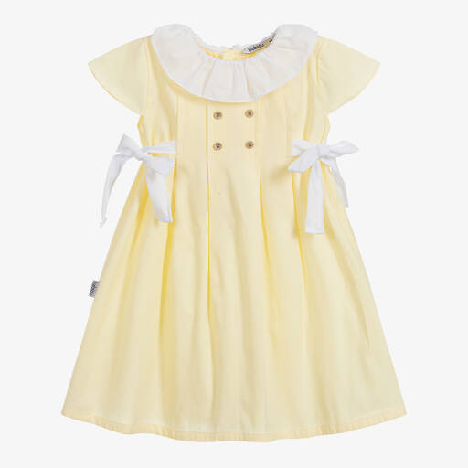 Babidu-Girls Yellow Cotton Dress | Childrensalon Outlet