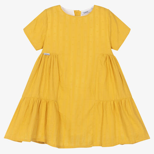Babidu-Girls Yellow Cotton Dress | Childrensalon Outlet