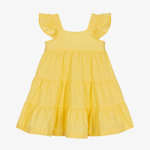 Babidu-Gelbes Baumwollkleid für Mädchen | Childrensalon Outlet
