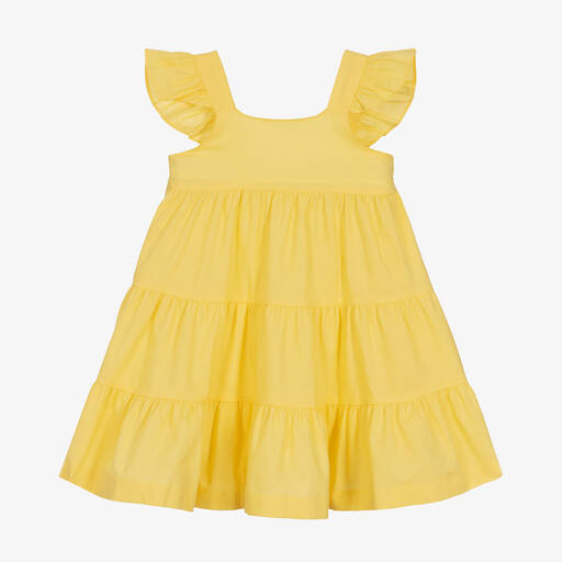 Babidu-Girls Yellow Cotton Dress | Childrensalon Outlet