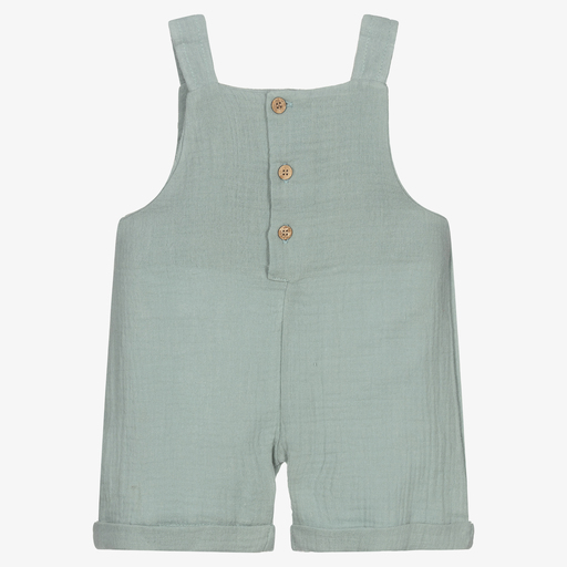 Babidu-Green Cheesecloth Dungarees | Childrensalon Outlet