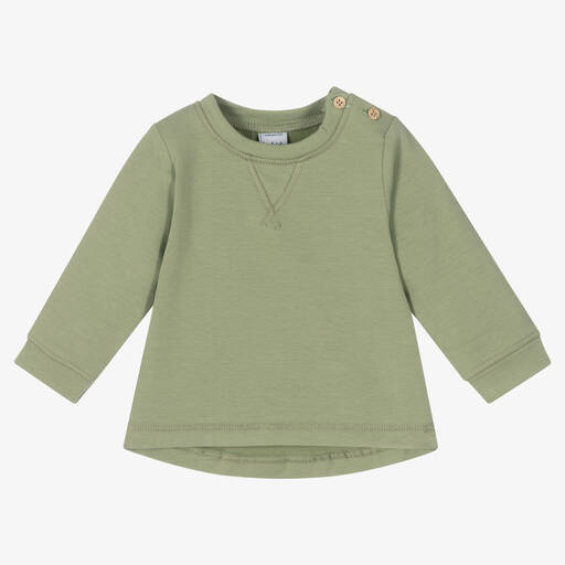 Babidu-Green Cotton Baby Sweatshirt | Childrensalon Outlet