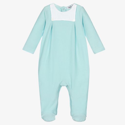 Babidu-Green Cotton Waffle Babygrow | Childrensalon Outlet