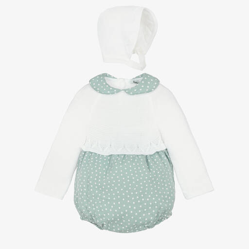 Babidu-Ensemble barboteuse verte et ivoire | Childrensalon Outlet