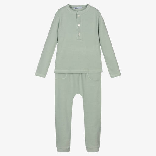 Babidu-Green Ribbed Jersey Tracksuit | Childrensalon Outlet