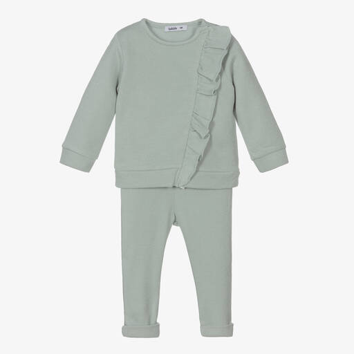 Babidu-Green Ribbed Jersey Tracksuit | Childrensalon Outlet