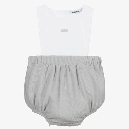 Babidu-Grey Cotton Stripe Shortie | Childrensalon Outlet