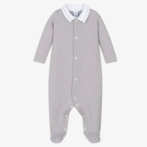 Babidu-Grey Cotton Zigzag Babygrow | Childrensalon Outlet