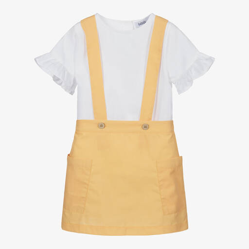 Babidu-Комплект с топом цвета слоновой кости и желтой юбкой | Childrensalon Outlet