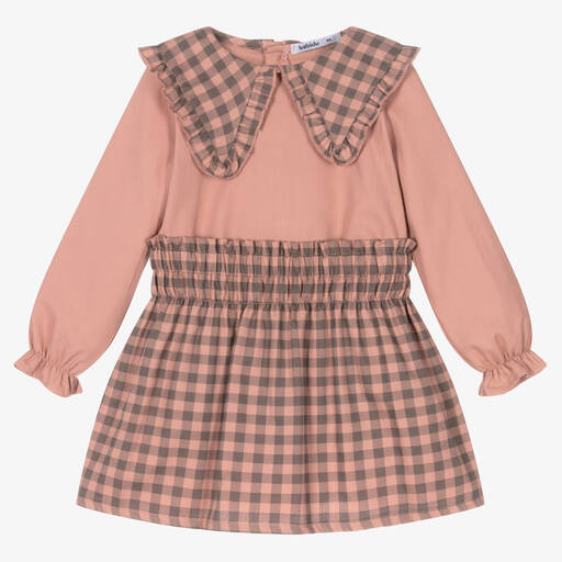 Babidu-Pink Cotton Check Skirt Set | Childrensalon Outlet