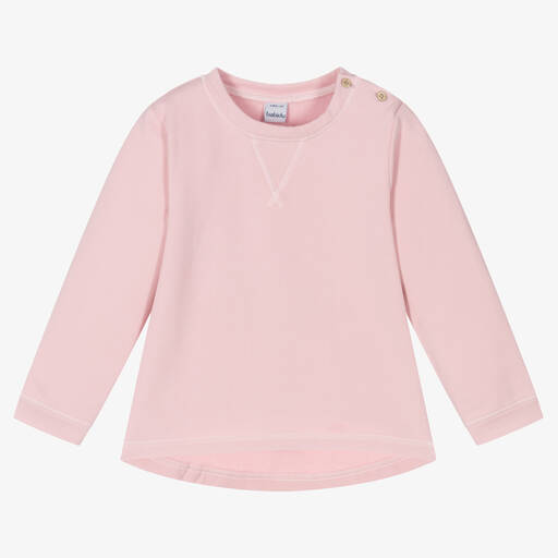 Babidu-Pink Cotton Jersey Sweatshirt | Childrensalon Outlet