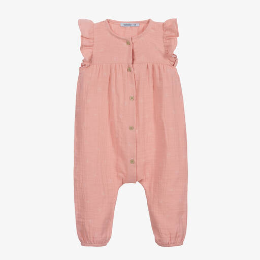 Babidu-Pink Cotton Jumpsuit | Childrensalon Outlet