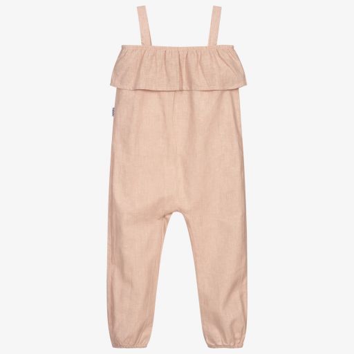Babidu-Pink Cotton Jumpsuit | Childrensalon Outlet