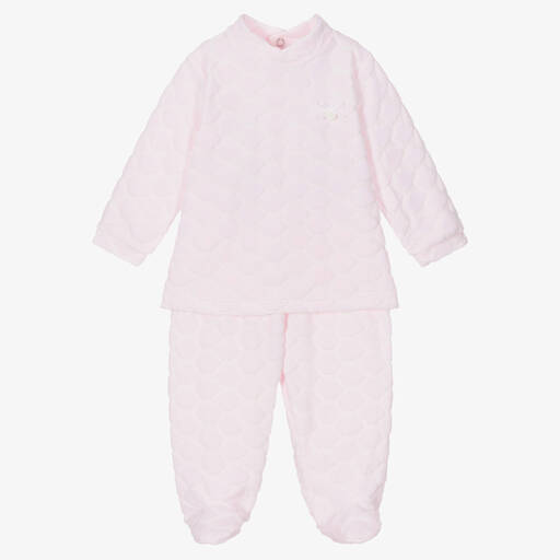 Babidu-Pink Velour 2 Piece Babygrow | Childrensalon Outlet