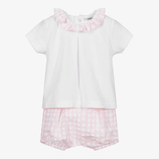 Babidu-Pink & White Baby Shorts Set | Childrensalon Outlet