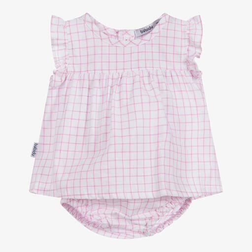 Babidu-Pink & White Cotton Shorts Set | Childrensalon Outlet