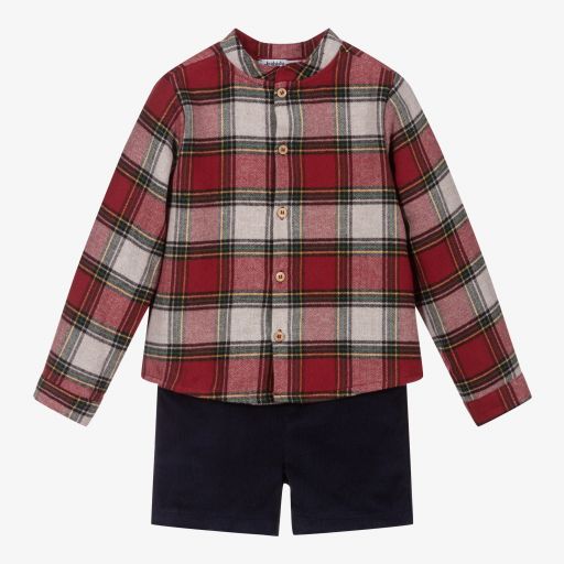 Babidu-Красно-синий комплект из хлопка с шортами | Childrensalon Outlet
