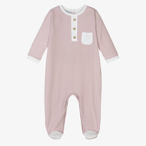 Babidu-Red Cotton Check Babygrow | Childrensalon Outlet