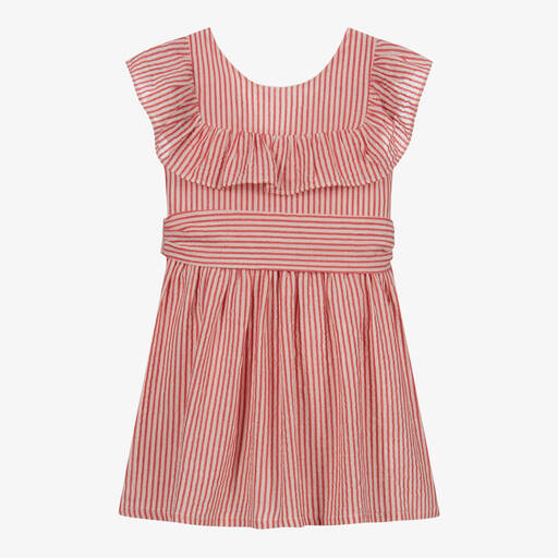 Babidu-Red & White Stripe Dress  | Childrensalon Outlet