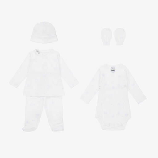 Babidu-White & Blue Babysuit Set | Childrensalon Outlet