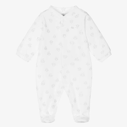 Babidu-White Cloud Velour Babygrow | Childrensalon Outlet