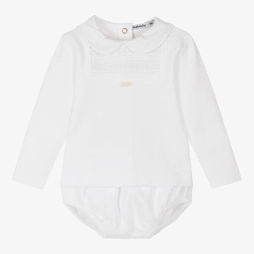 Babidu-White Cotton Baby Shorts Set | Childrensalon Outlet
