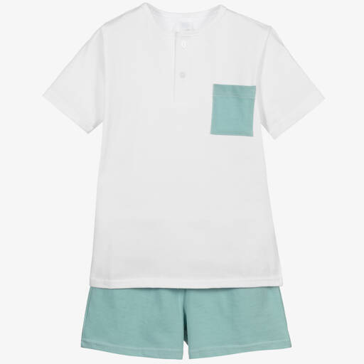 Babidu-White & Green Short Pyjamas | Childrensalon Outlet