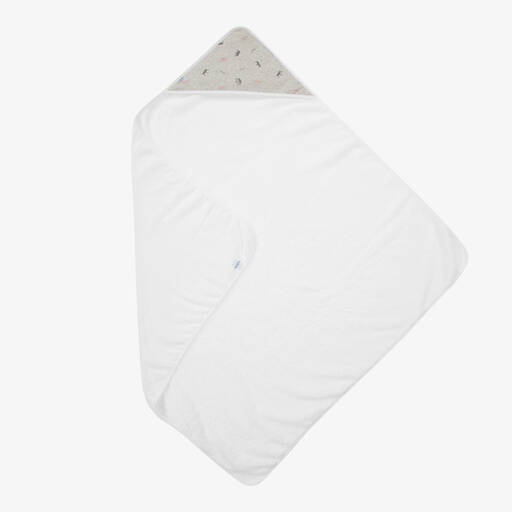Babidu-Serviette blanche et grise (96 cm) | Childrensalon Outlet