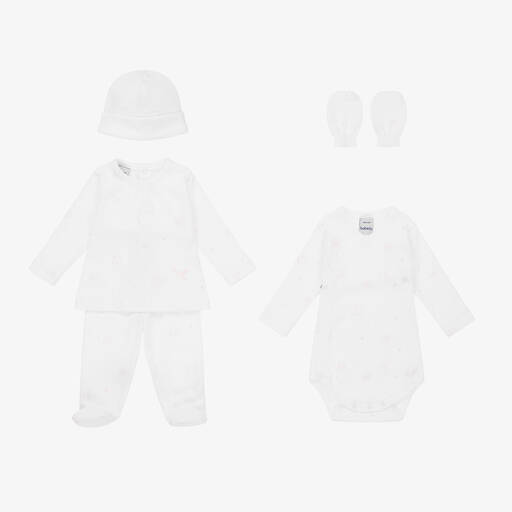 Babidu-White & Pink Babysuit Set | Childrensalon Outlet