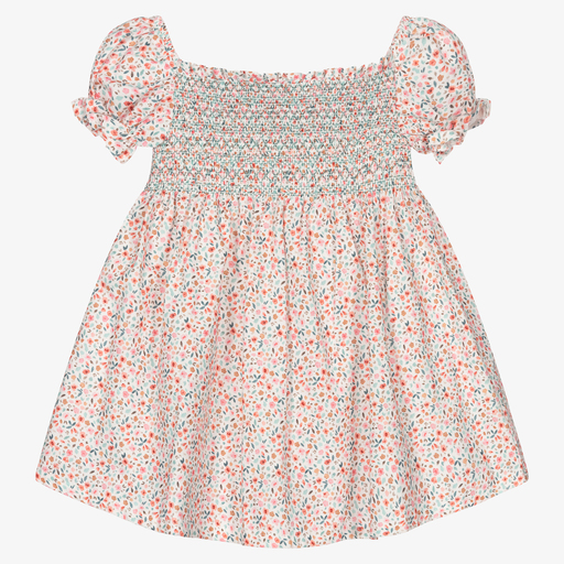 Babidu-White & Pink Floral Dress  | Childrensalon Outlet