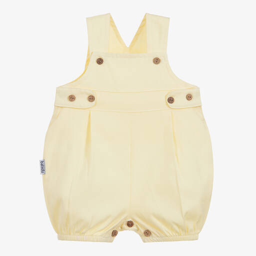 Babidu-Yellow Cotton Dungaree Shorts | Childrensalon Outlet