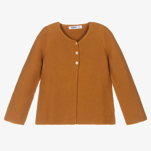 Babidu-Yellow Cotton Knit Cardigan | Childrensalon Outlet
