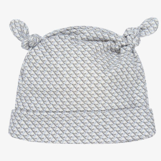 Emporio Armani-Baby Boys Blue Cotton Logo Hat | Childrensalon Outlet