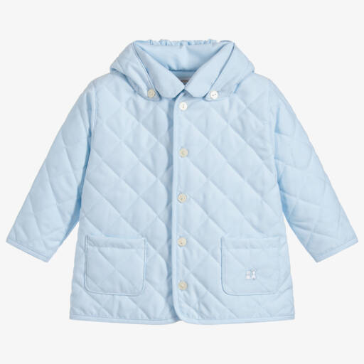 Emile et Rose-Baby Boys Blue Quilted Coat | Childrensalon Outlet